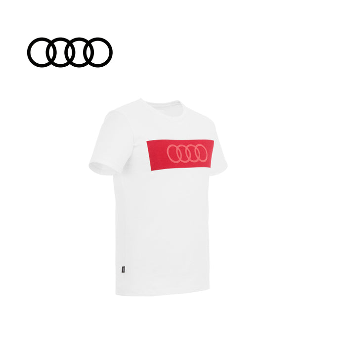 Audi T-Shirt Ringe, Mens, white (3132000402-404)
