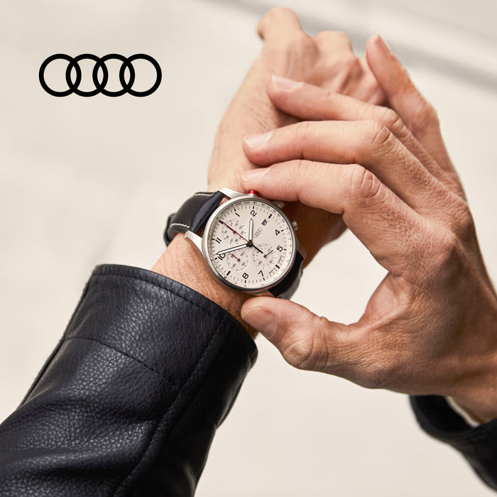 Audi Chronograph, Mens, silver/white