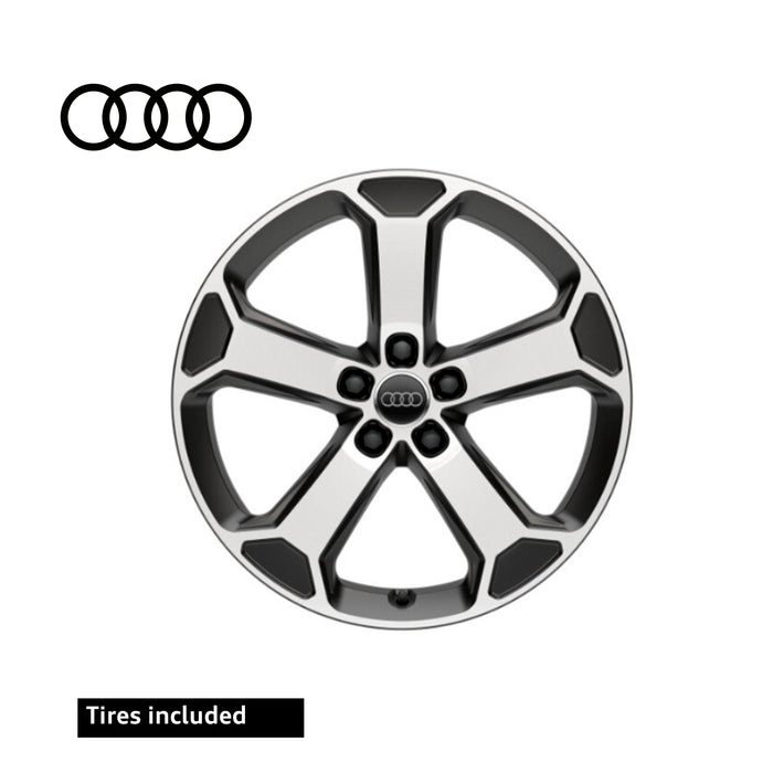 Audi Q2 (GA) 18 inch rims, 5 spoke Latus matt titanium grey high gloss  turned finish design WITH TIRES 215/50 R18 Pirelli Cinturato P7(81A071498  8AU)
